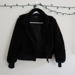 Faux fur black puffy jacket